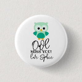 Owl mis je leraar groen ronde button 3,2 cm
