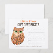 Owl Mode Business Cadeft Certificate Sjabloon (Voorkant / Achterkant)