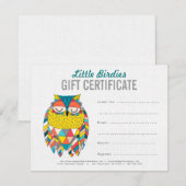 Owl Mode Business Cadeft Certificate Sjabloon (Voorkant / Achterkant)