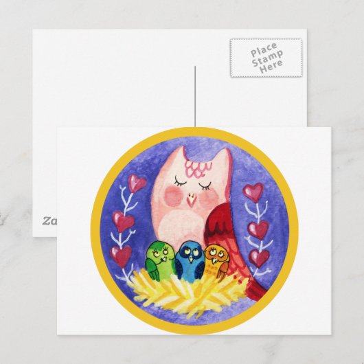 Owl moeder van triplets briefkaart (Voorkant / Achterkant)