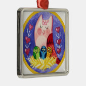 Owl moeder van triplets metalen ornament (Rechts)
