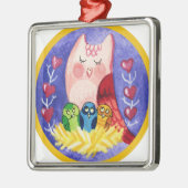 Owl moeder van triplets metalen ornament (Links)