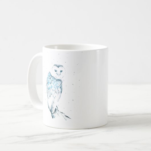 Owl Mok, Blauwgroen Mok van de Barn Owl (Voorkant links)