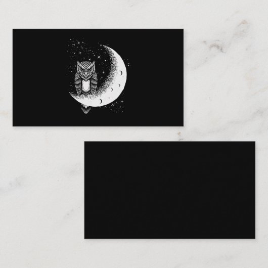 Owl Moon Celestial Bird Crescent Visitekaartje (Voorkant / Achterkant)