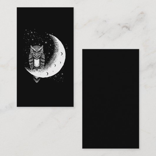 Owl Moon Celestial Bird Crescent Visitekaartje (Voorkant / Achterkant)