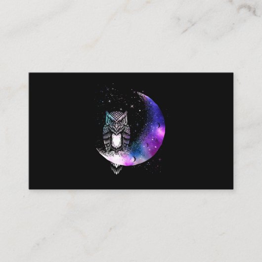 Owl Moon Galaxy Bird Crescent Visitekaartje (Voorkant)