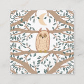 Owl Moon Mystical Magical Boho Cute Vierkante Visitekaartje (Voorkant)