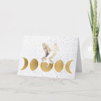 Owl Moon Phases Esbat Wenskaart Feestdagen Kaart