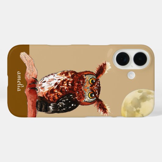 Owl Moon-Waterverf Case-Mate iPhone Case (Achterkant (horizontaal))