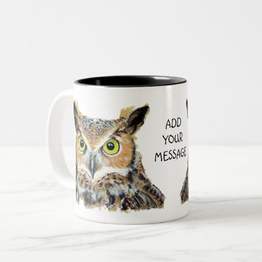 Owl mug design tweekleurige koffiemok (Voorkant links)