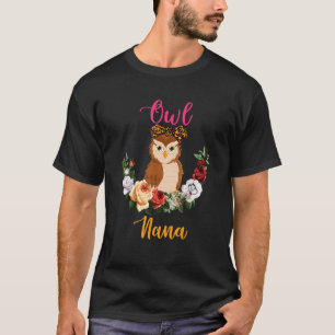Owl Nana Floral Owl Bow Stropdas Lover Moederdag T-shirt