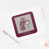 Owl Native American Animal Spirit Book Vierkante Sticker (Envelop)