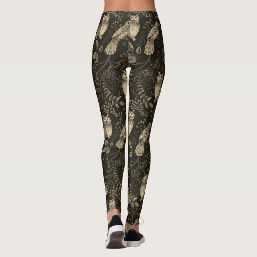 Owl Natuur Bird Art in Brown Leggings (Achterkant)