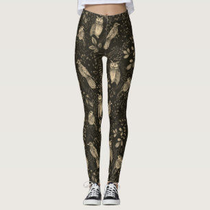 Owl Natuur Bird Art in Brown Leggings