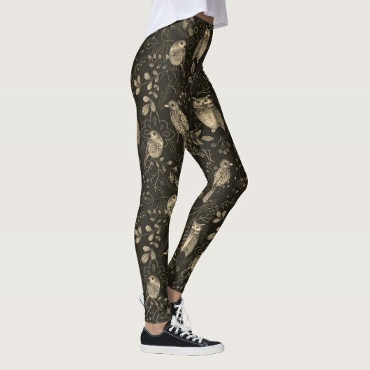 Owl Natuur Bird Art in Brown Leggings (Rechts)