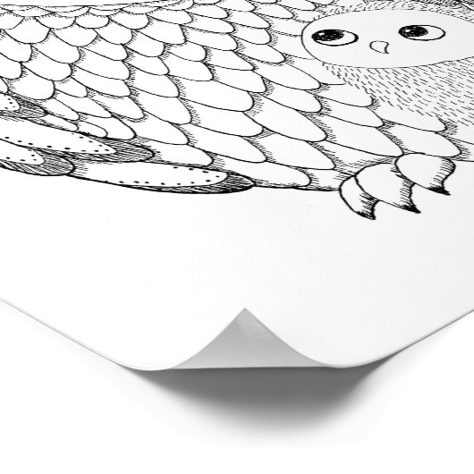 Owl Nursery Art Poster Black & White Owl Print (Hoek)