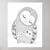 Owl Nursery Art Poster Black & White Owl Print (Voorkant)