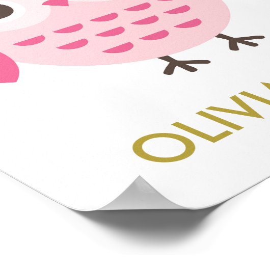 Owl Nursery Art voor een meisje Poster (Hoek)