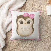 Owl Nursery Birth Stats Girly Keepomwille Waterver Kussen (Deken)