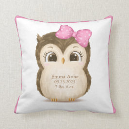 Owl Nursery Birth Stats Girly Keepomwille Waterver Kussen