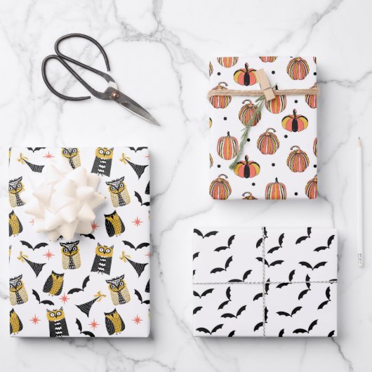 OWL-O-WEEN Halloween Gift Wrap Sheets Inpakpapier Vel (Voorkant)
