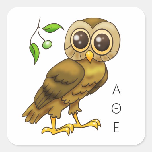 Owl of Athena Vierkante Sticker (Voorkant)