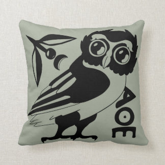 Owl of Minerva Pillow, Green/gray(#a3ac99) Kussen