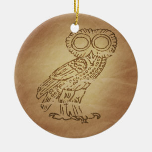 Owl of Wisdom Greek Keramisch Ornament