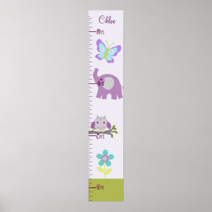 Owl, olifant Nursery Growth Chart Keep at 8x44! Poster