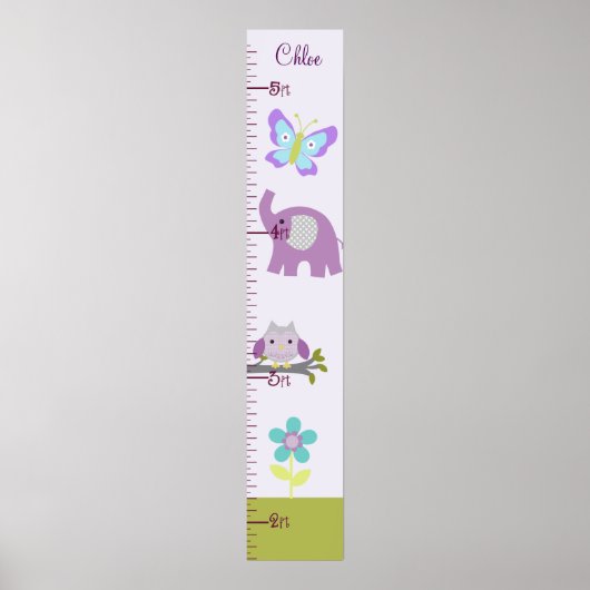 Owl, olifant Nursery Growth Chart Keep at 8x44! Poster (Voorkant)