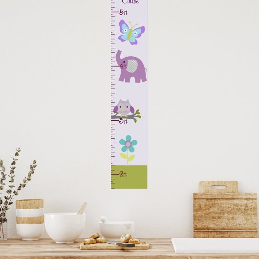 Owl, olifant Nursery Growth Chart Keep at 8x44! Poster (Keuken)