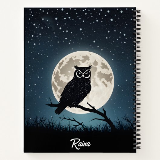 Owl on a Magical Night Notitieboek (Achterkant)