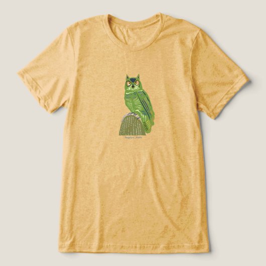 Owl on cactus Tri-Blend shirt (Design voorkant)