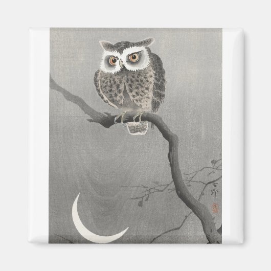 Owl On Tree Branch By Ohara Koson Magneet (Voorkant)