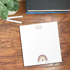 Owl onder een regenboogschool-Notitieblok Notitieblok