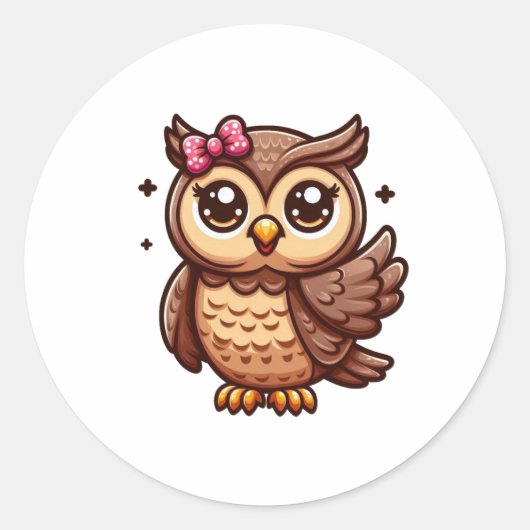 Owl-ontwerp Ronde Sticker (Voorkant)