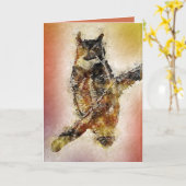 Owl op Abstracte Kunstdag van de Tak Kaart (Gele Bloem)