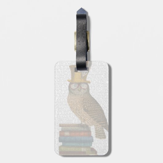 Owl op boeken bagagelabel (Achterkant verticaal)