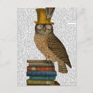 Owl op boeken briefkaart