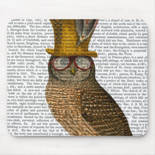 Owl op boeken muismat (Voorkant)
