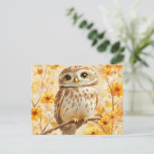 Owl op boom briefkaart (Staand voorkant)