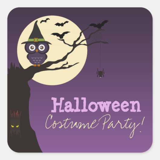 Owl op boomtak Halloween Birthday Part Sticker (Voorkant)