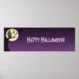 Owl op boomtak Halloween Birthday Party Banner Poster