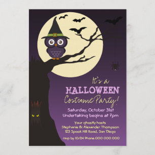 Owl op boomtak Halloween Birthday Party Kaart