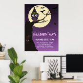 Owl op boomtak Halloween Birthday Party Poster (Thuiskantoor)