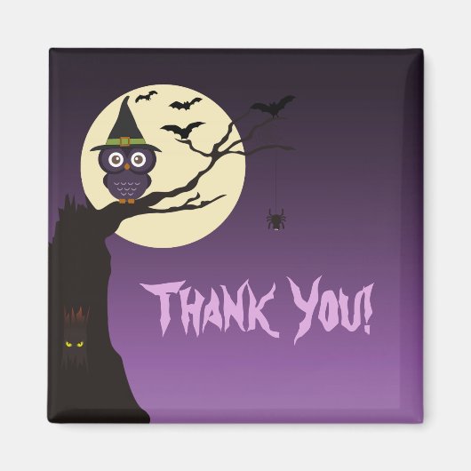 Owl op boomtak Halloween Dank u Magnet (Voorkant)