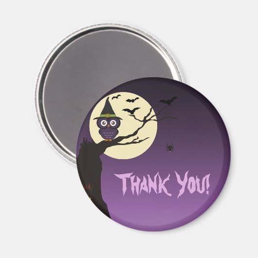 Owl op boomtak Halloween Dank u Magnet (Voorkant / Achterkant)