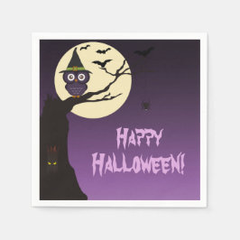 Owl op boomtak Halloween Paper Napkins Servetten