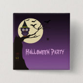 Owl op boomtak Halloween Party Button (Voorkant)