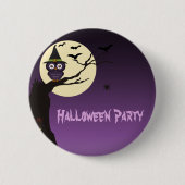 Owl op boomtak Halloween Party Button (Voorkant)